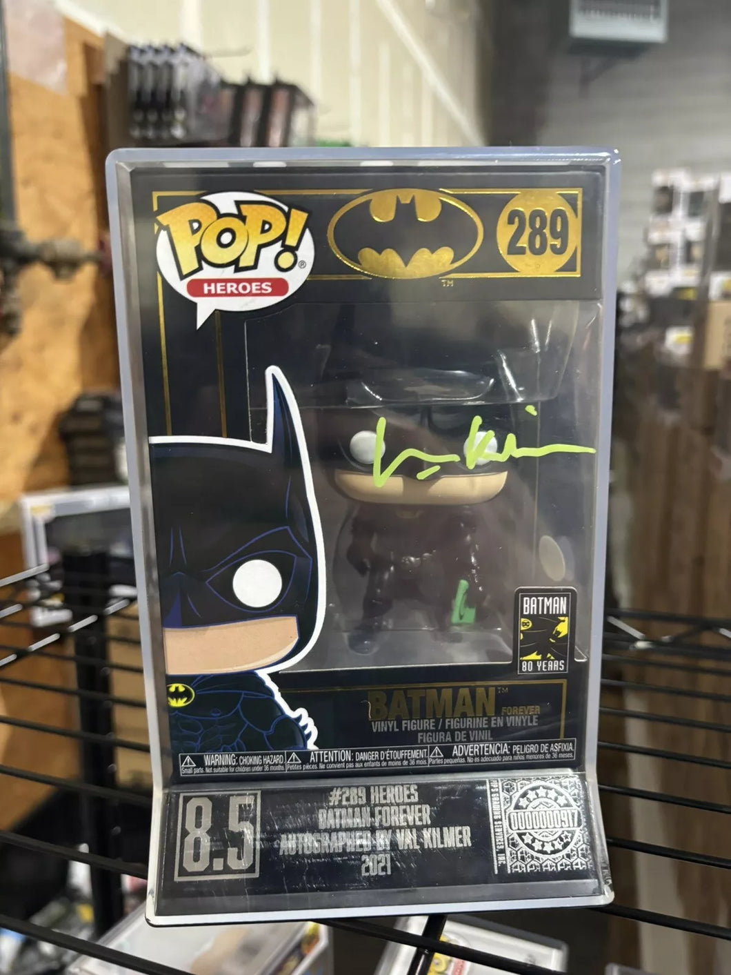 Val Kilmer signed Batman funko pop with coa graded