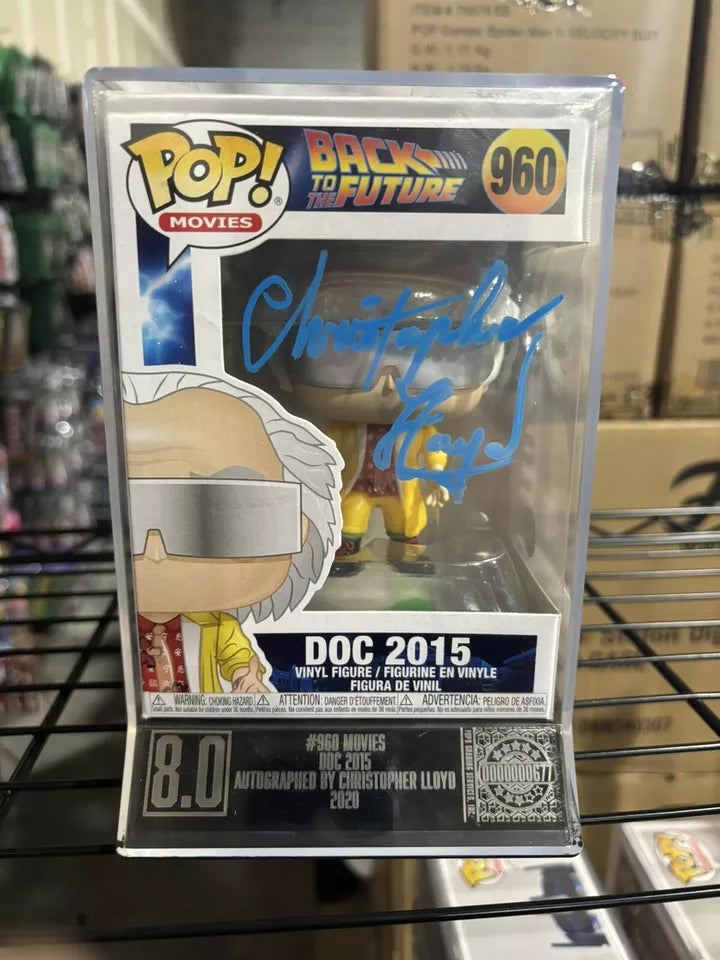Christopher Lloyd signed doc brown 2015 funko pop with coa graded